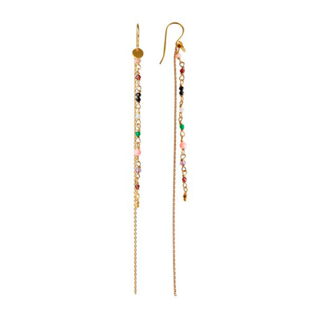 STINE A - PETIT GEMSTONES WITH LONG CHAIN EARRING 1PC | FORGYLDT