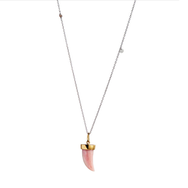 Tiger tooth pendant, pink