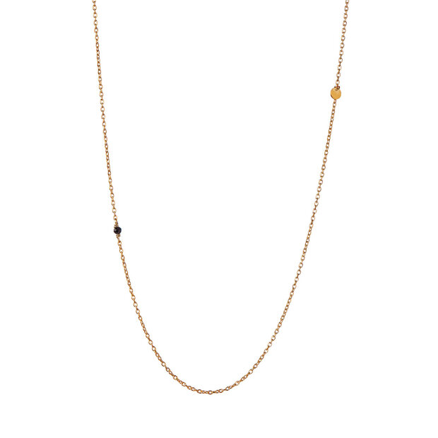 STINE A - PENDANT CHAIN WITH PETIT COIN AND BLACK SPINEL NECKLACE | FORGYLDT