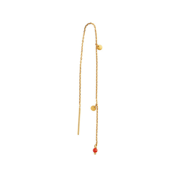 DANGLING PETIT COIN AND STONE - RED CORAL 1PC | FORGYLDT
