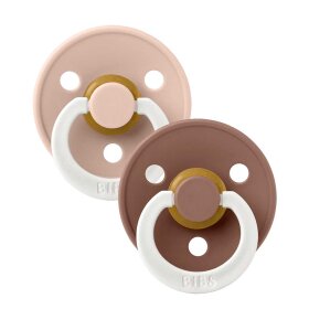 BIBS - 2-PAK GLOW - RUND - STR. 2 | BLUSH/WOODCHUCK