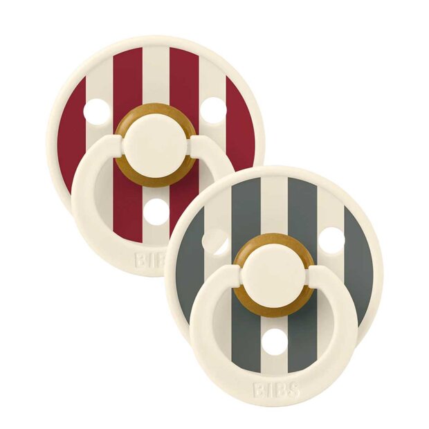 BIBS - 2-PAK - STUDIO - RUND - STR. 2 | RUBY/PINE