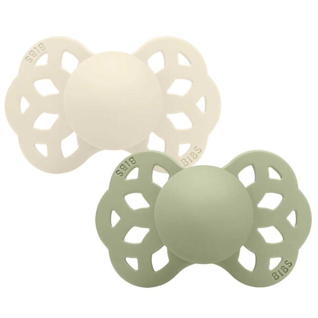 BIBS - 2-PAK INFINITY SILICONE - ANATOMISK - STR. 2| IVORY/SAGE