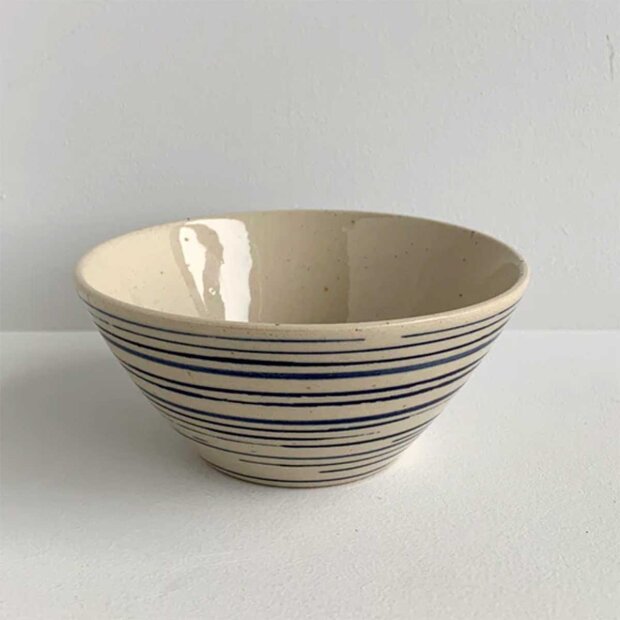 BORNHOLMS KERAMIKFABRIK - SMALL BOWL | BLUE PINSTRIPE