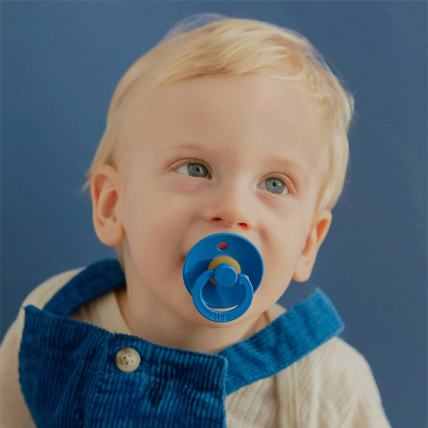 BIBS - 2-PAK COLOUR SUT - RUND - STR. 2 | SKY BLUE/STEEL BLUE